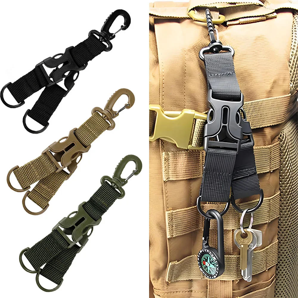 

1Pc Tactical Double Ring Buckle Camping Adjustable Plastic Snap Hook with Durable Nylon Strap for Outdoor Adventures