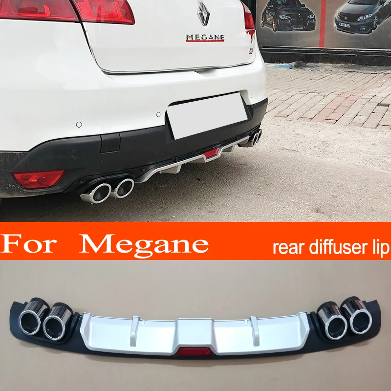 Renault Megane 3 ABS Plastic Silver / Black Car Rear Bumper Rear Diffuser Spoiler Lip for Renault Megane 3