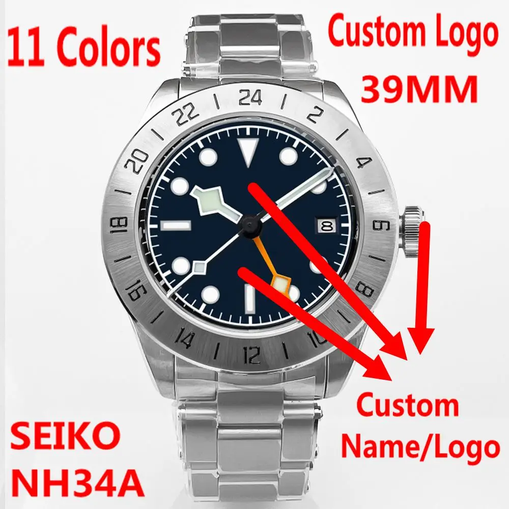 

Luxury Corgeut 39mm GMT NH34 Watch Men Sterile Automatic Mechanical Wristwatches Sapphire Steel Dive Military 20ATM Reloj Hombre