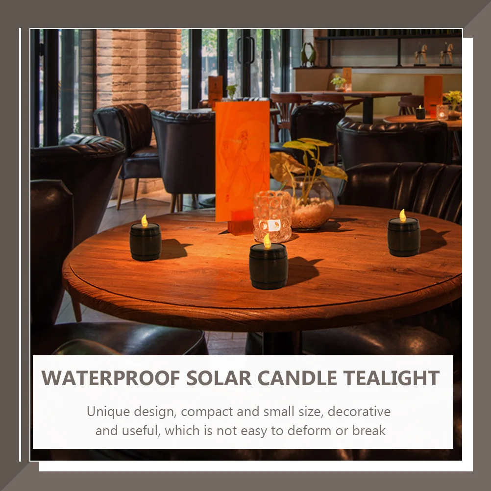 Waterproof Solar Powered Tealight Flameless Solar Light for Outdoor Home Garden Decoration Bucket Lamp Simulation