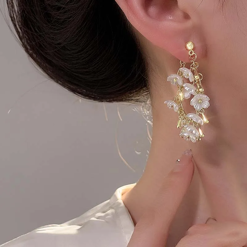 أزياء زهرة الكاميليا البتلة استرخى أقراط للنساء الفاخرة مصمم للإزالة شرابة الأقراط مزاجه المجوهرات هدية #3