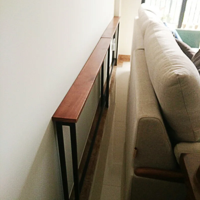Living room sofa rear shelf against the wall floor solid wood bedside storage bookshelf