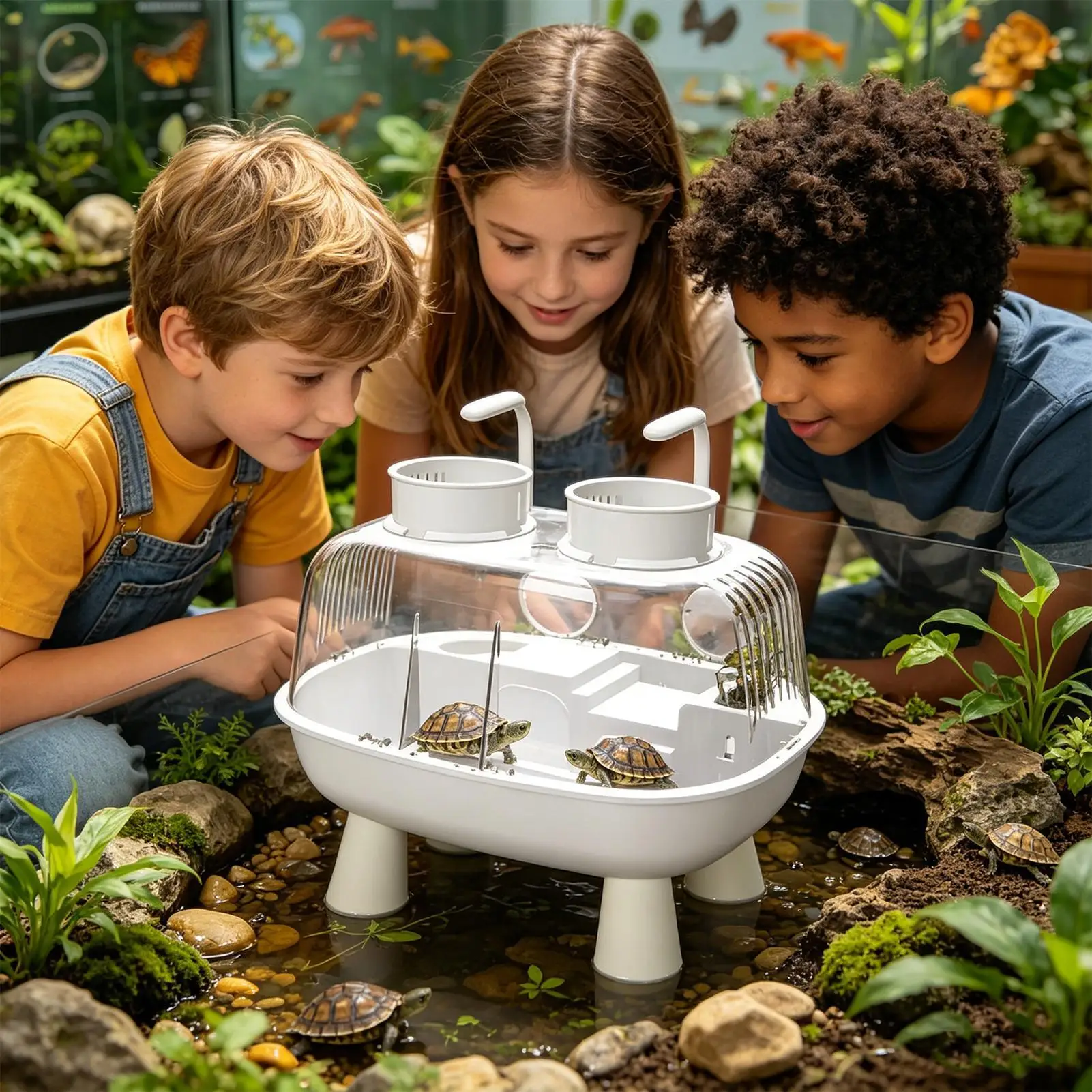 

Turtle Habitat Small USB Powered Basking House Turtle Tank Pet Reptile Habitat For Indoor Home Living Room Apartment Office