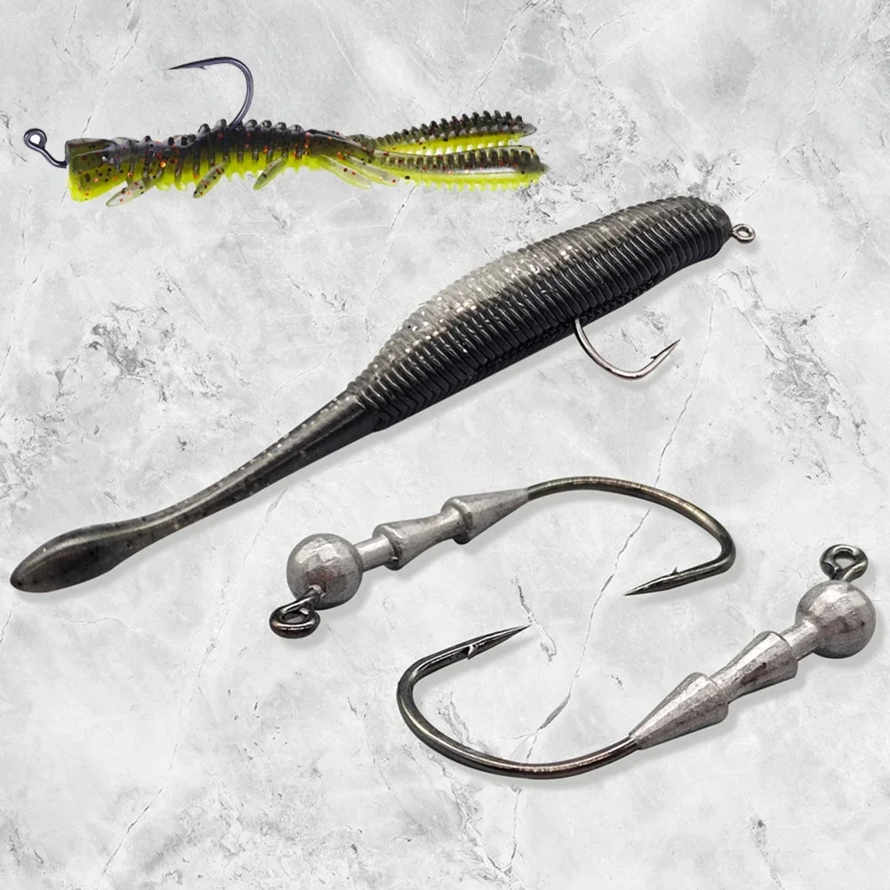 5 قطع خطافات تحوم 0.6 جرام 1 جرام 1.4 جرام   خطافات رأس تهزهز، خطاف القفز عالي الكربون من الفولاذ أبردين، خطاف صيد صغير، خطاف باس سمك السلمون المرقط