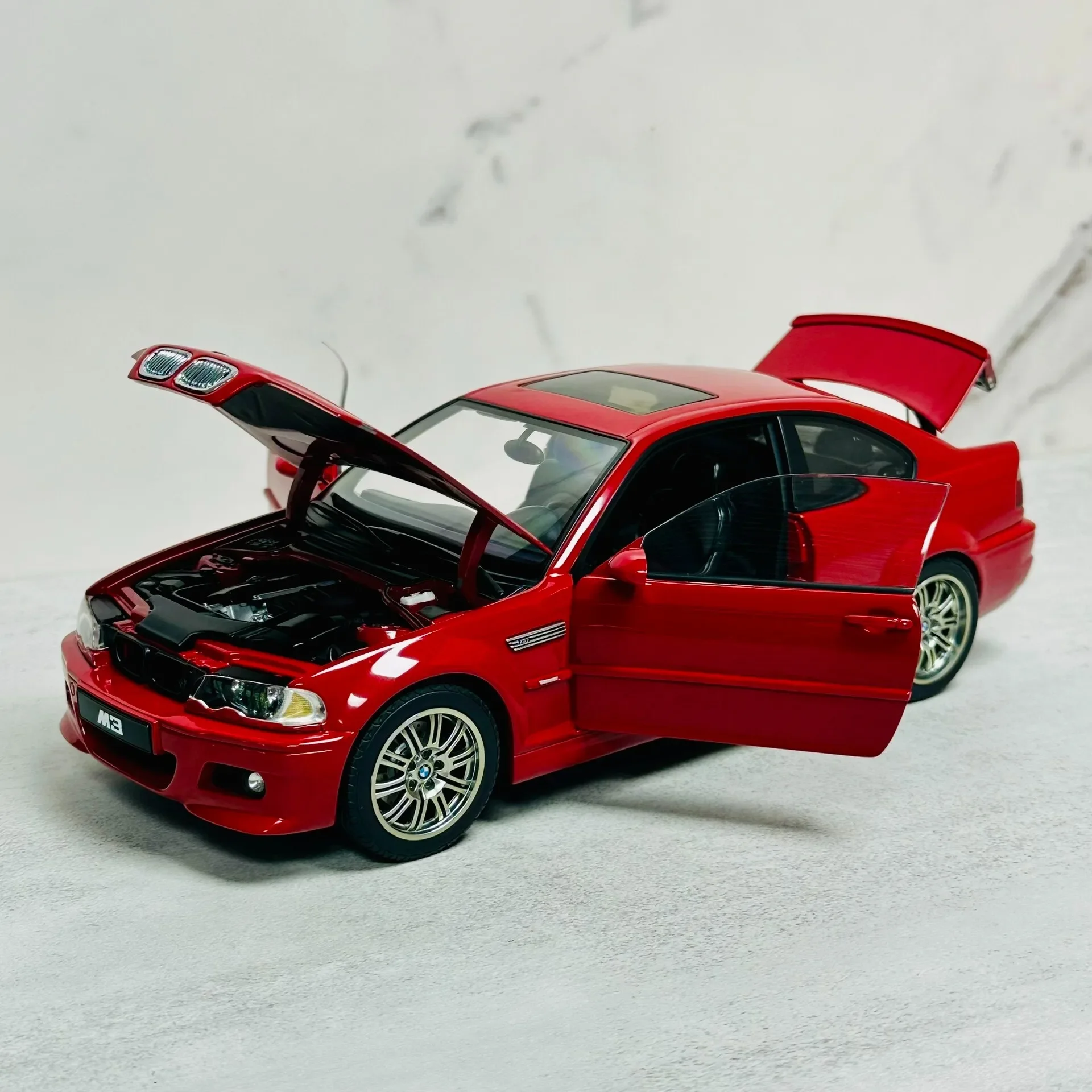 Autoart 1:18 E46 M3 Red Simulation Limited Edition All Open Alloy Metal Static Car Model Toy Gift