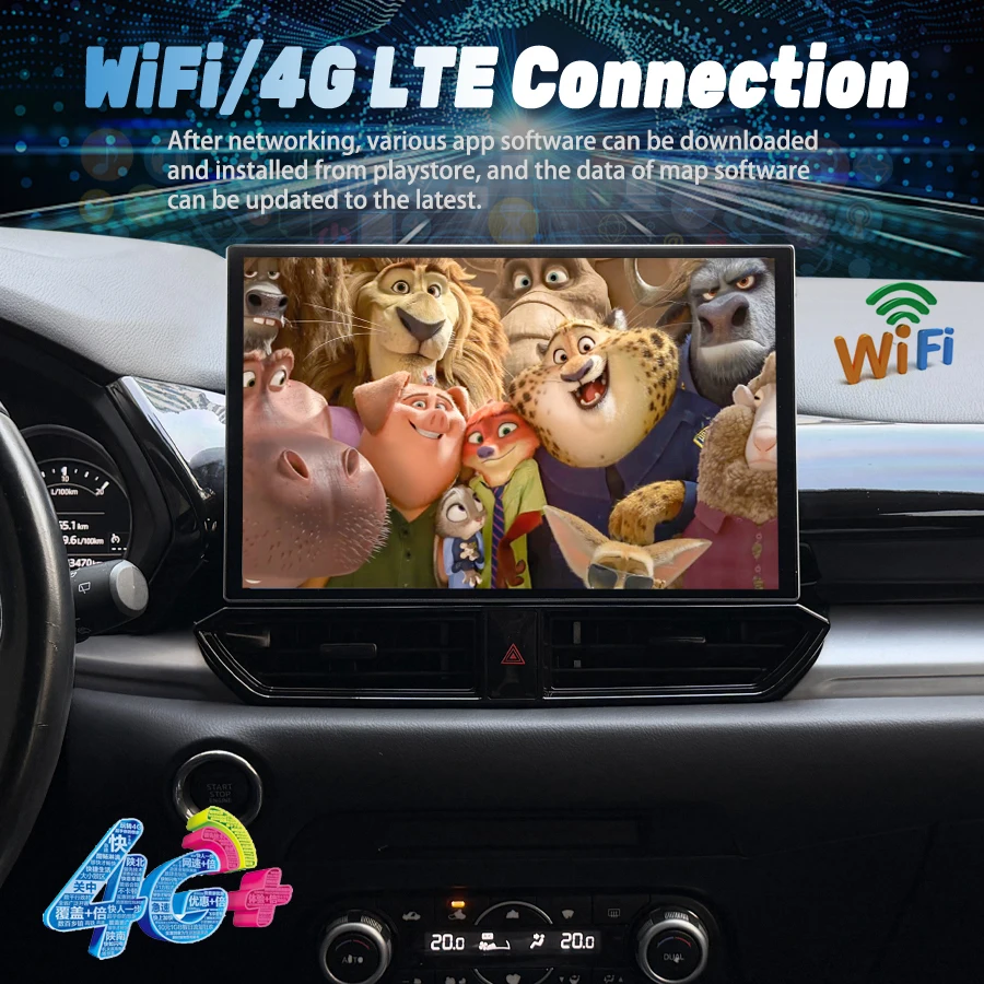 13 Inch Car Multimedia For Mazda Cx5 Cx-5 2017-2022 Bluetooth Handsfree Call Wireless Carplay Android Auto Built‑in Bluetooth 4G