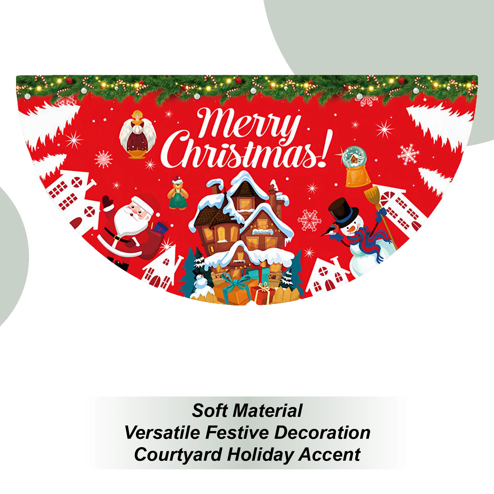 Christmas Banners For Outside Half Fan Shaped Bunting Flag Decor Waterproof Christmas Door Flag For Party Photo Classroom