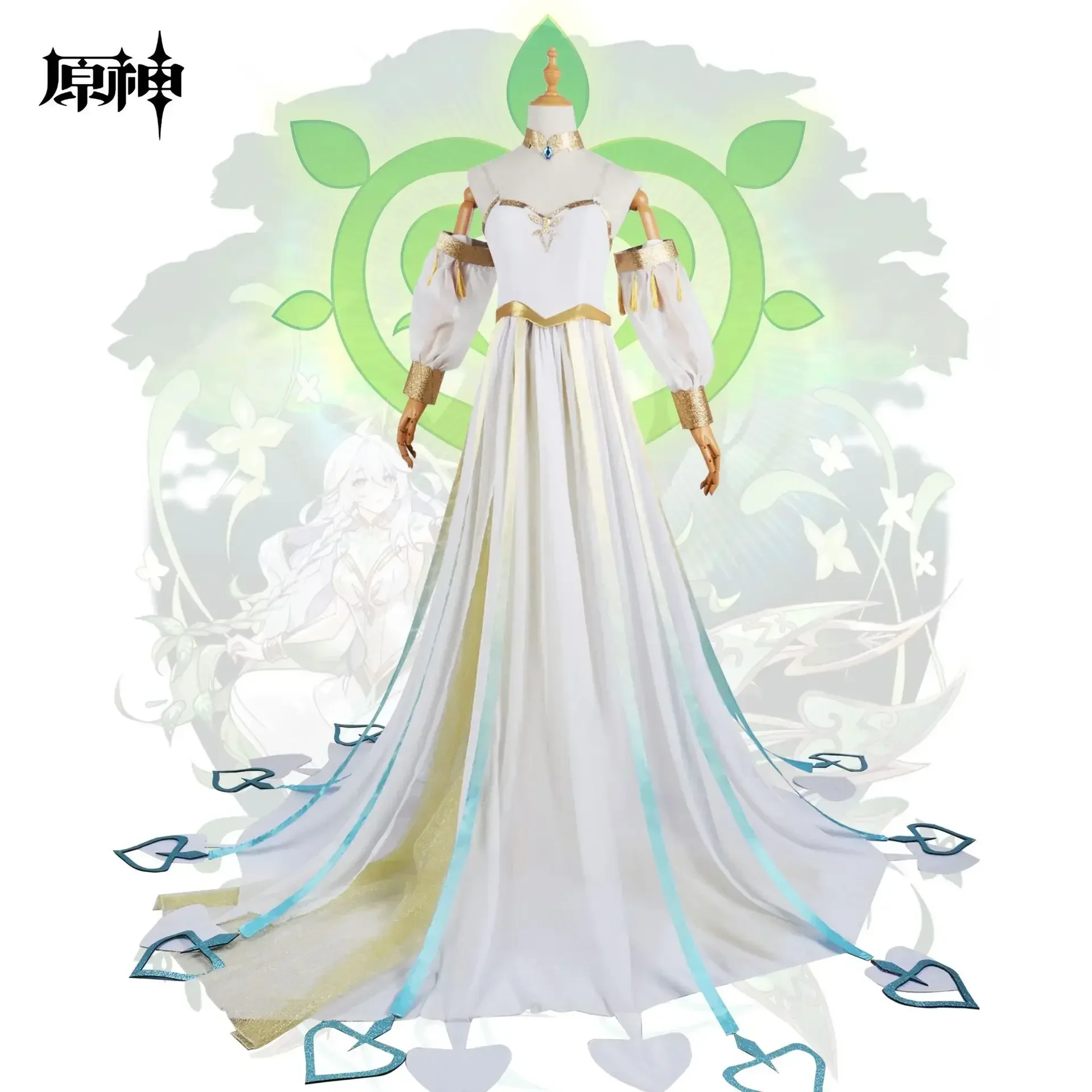 Genshin The Greater Lord Rukkhadevata Cosplay Costume Wig Genshin Impact Lesser Lord Kusanali Long Dress for Women Costumes