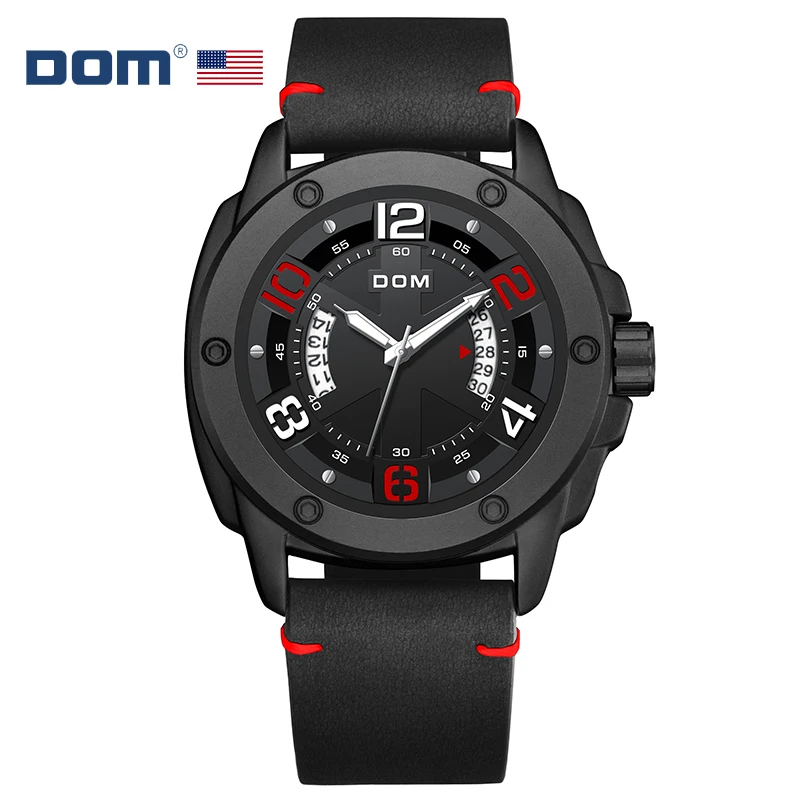 

DOM модные водонепроницаемые светящиеся мужские часы с большим циферблатом и хронографом