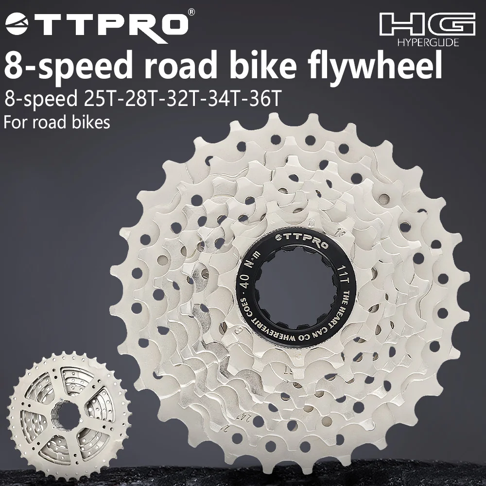 

TTPRO HG 8-скоростная велосипедная кассетная звездочка, маховик из алюминиевого сплава 11-25T 28T 32T 34T 36T, серебристый шоссейный велосипед, оригинальные детали