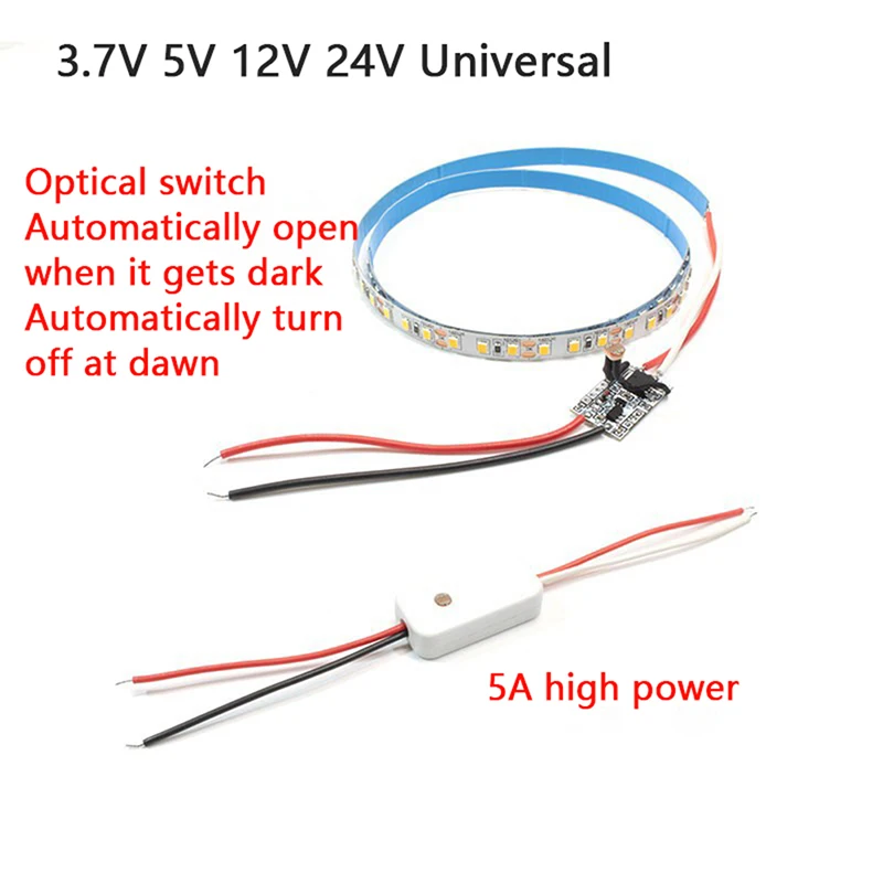 Light Sensor Switch Only Work In Night Automatic Auto on Off Photocell Street Light Switch DC 3.7V 5V 12V 24V 5A