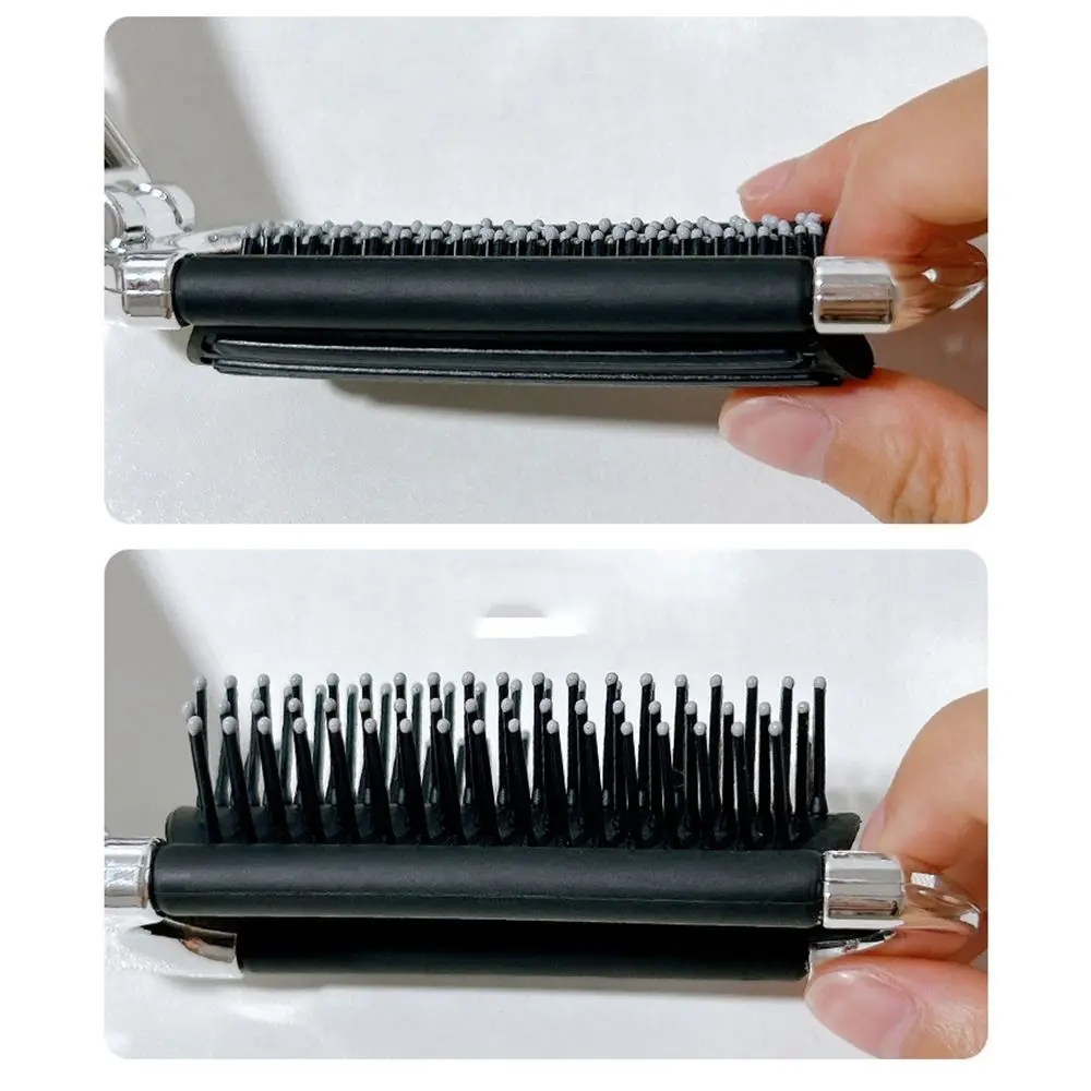 Mini 2 in 1 Comb Mirror Set Square Bowknot Scalp Massage Comb with Mirror Anti Static Silver Air Cushion Combs Travel