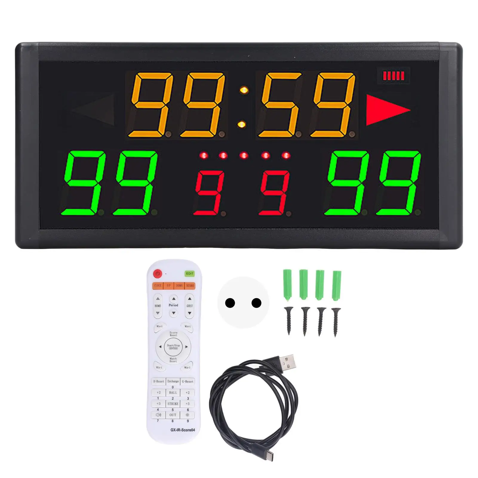 

Digital Scoreboard with Remote - 100-240V Display for football , Basketball, Wrestling - Bright Red, Orange, Green Lights