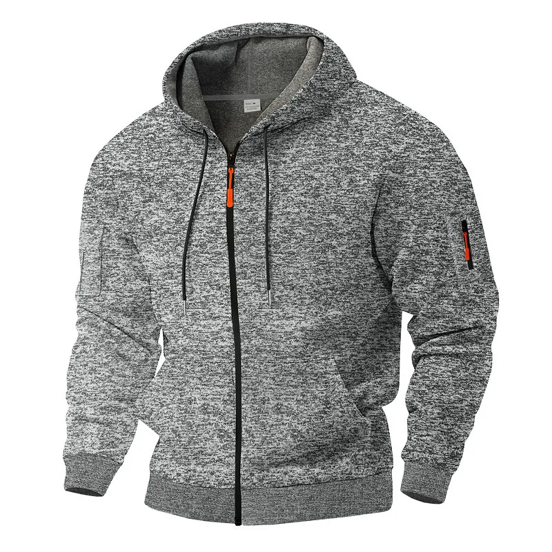 Amerikanischer Herren-Sweater aus schwerem Samt, Retro-Stil, mit kationischen Taschen, Kapuze und Reißverschluss, trendiger Sportpullover für Männer – Detail 30