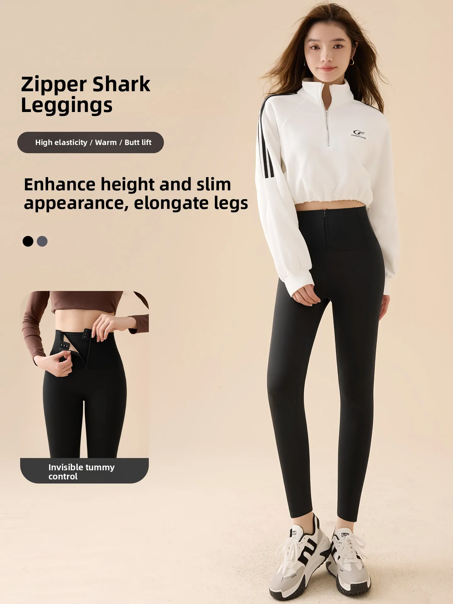 

Брюки из кожи с высокой талией на молнии для живота, женские брюки для йоги, верхняя одежда, весна-осень-зима, подтягивающий ягодицы, базовый слой на пуговицах...