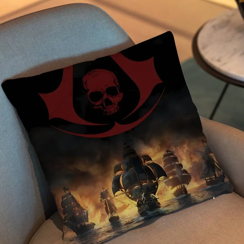 Pirate Edward Kenway game Assassins Pillow Case Anti-dustmite Pillowcase Invisible zipper silky short plush Sofa cushion cover