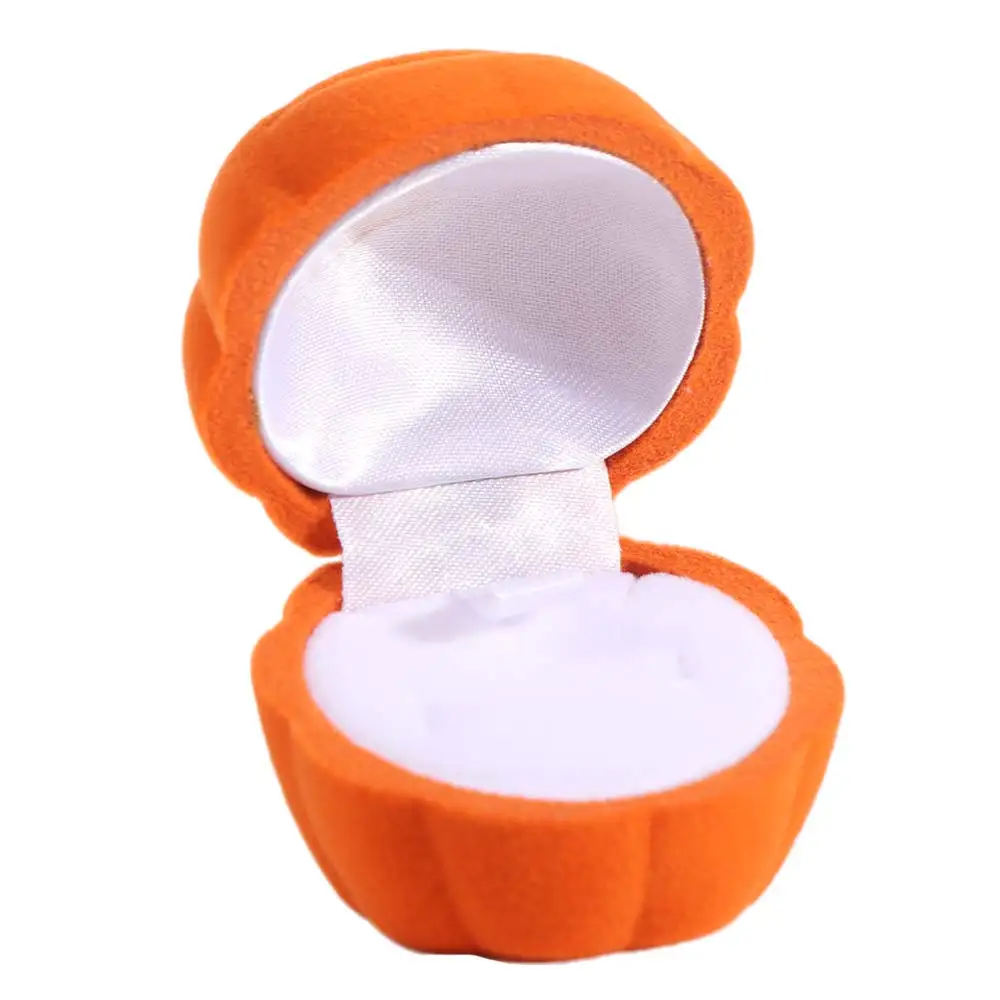 

Свадебная шкатулка для хранения ювелирных изделий на Хэллоуин, оранжевая коробка для колец с тыквой, мини-фланелевой органайзер для ювелирных изделий с защитой от столкновений, подарки