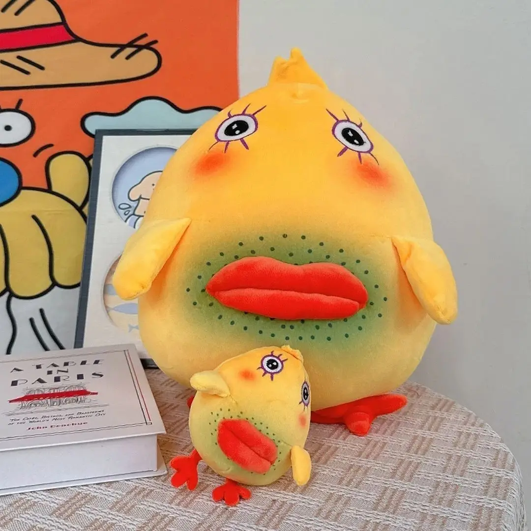 Kawaii Little Yellow Chicken Plush Toy Cute Animal Plushie Doll Abstract Stuffed Soft Toys Room Decor Christmas Birthday Gift
