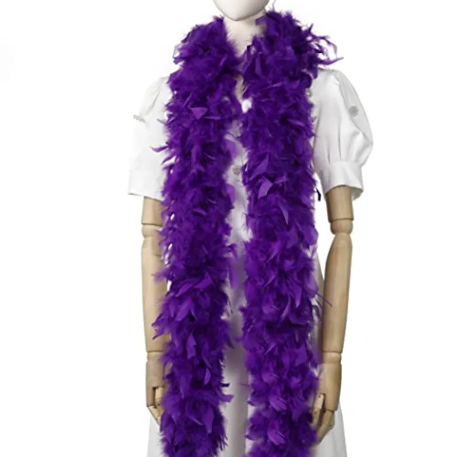 

Purple Chandelle Boa Feathers - 45g 2 Yards Boas for Adults, Mardi Gras, Wedding, Centerpieces, Concert, Carnival and Home Deco