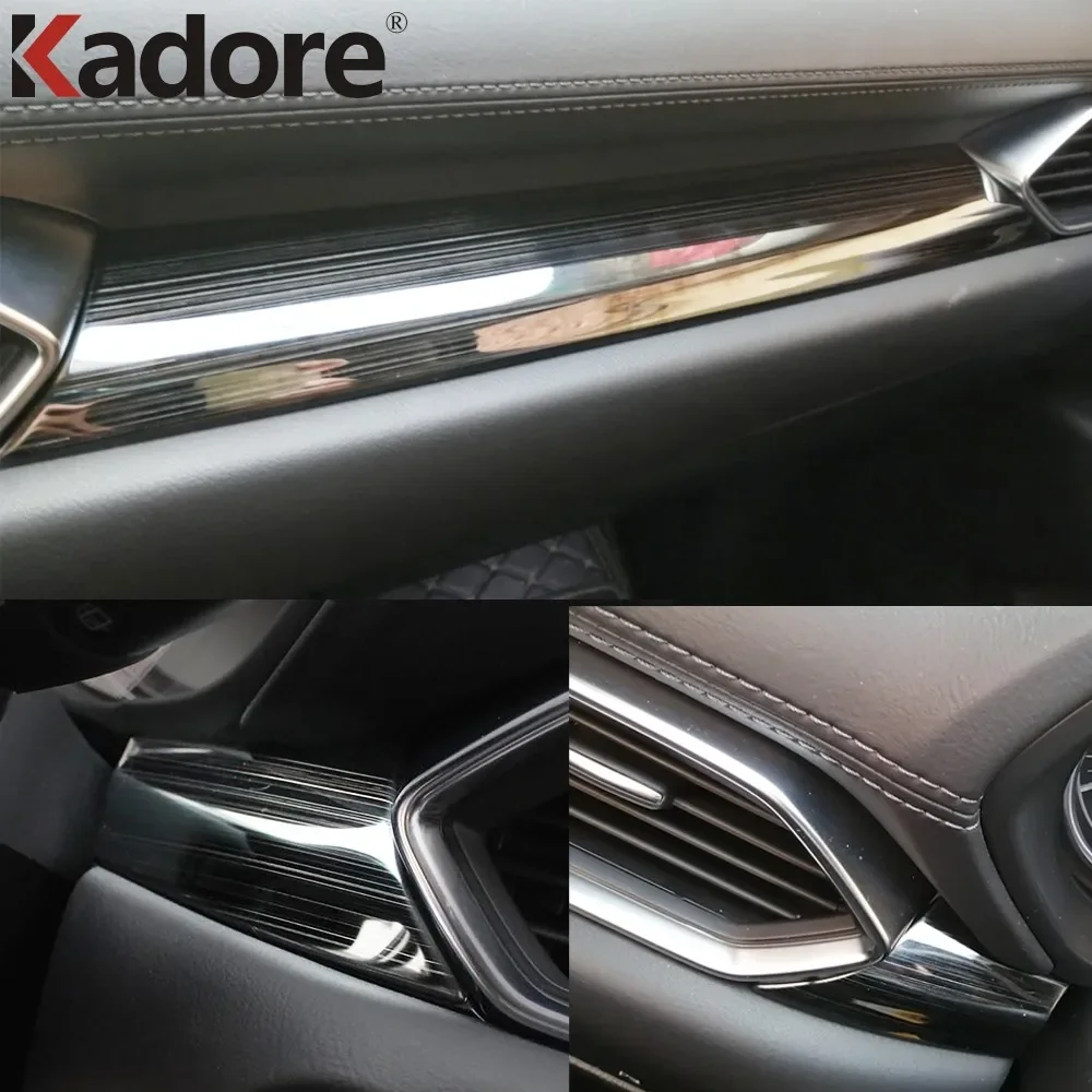 For Mazda CX-5 CX5 KF CX8 CX-8 2017-2022 2023 2024 Carbon Fiber Center Control Strip Cover Dashboard Trim Interior Accessories