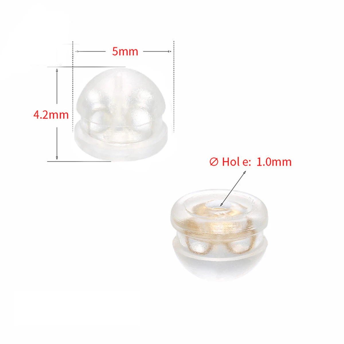 

50pcs Earrings Stoppers Ear Backs Diy Jewelry Making Accessories Copper Silicone Ear Plugs Simple For Women Silver Durable Chic