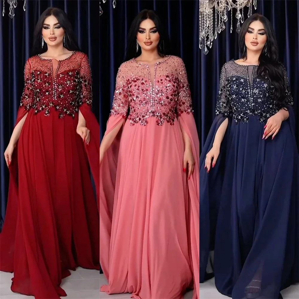 Abito da sera personalizzato Arabia Saudita Cinghie trasparenti formali A-line Gonne lunghe fino al pavimento Abiti per occasioni su misura Dearin Ye Prom Dres