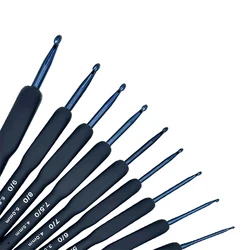 Crochet Hooks set Aluminum Crochet Hooks Blue Soft Silicone Handles Yarn Knitting Needles DIY Sweater Knitting Tools 2mm-6mm