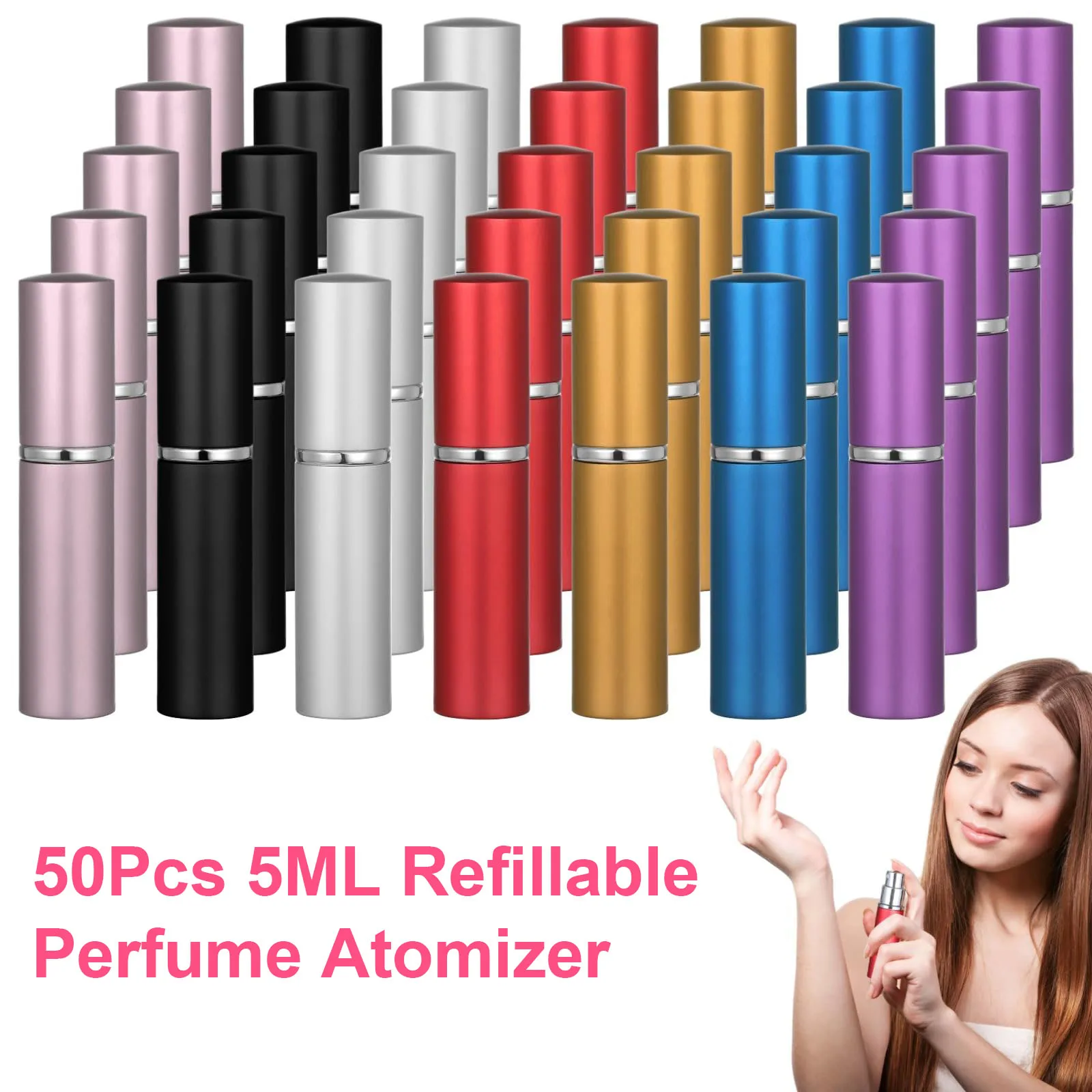 

50Pcs 5 ml Travel Perfume Atomizer Mini Refillable Spray Perfume Bottle Portable Dispenser Bottles Rechargeable Perfume Bottle