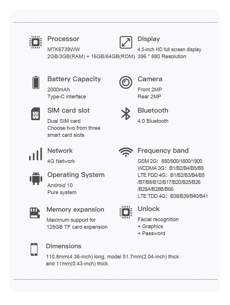 2026 NEW SERVO 4G LTE Mini Smartphone Android OS 2/3GB+16/64GB Play Store Face Unlock WiFi 4.5" Small Smart Phones 2 SIM Standby