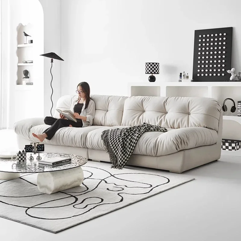 Straight row Internet celebrity double cloud sofa, living room small apartment