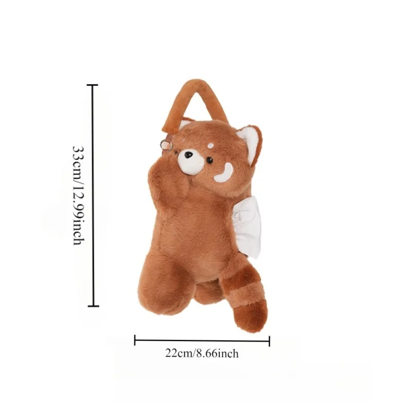 صندوق مناديل السيارة المعلق - تصميم دمية الراكون اللطيفة من القطيفة، حقيبة مناديل متعددة الوظائف لمقعد السيارة الخلفي