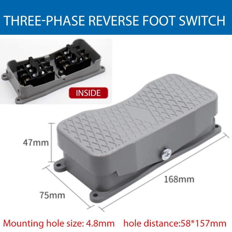 Foot Switch Pedal Push Button Controller YDT1-20 101 Reverse With Wire Aluminum Case Double Control Single Three Phase Motor