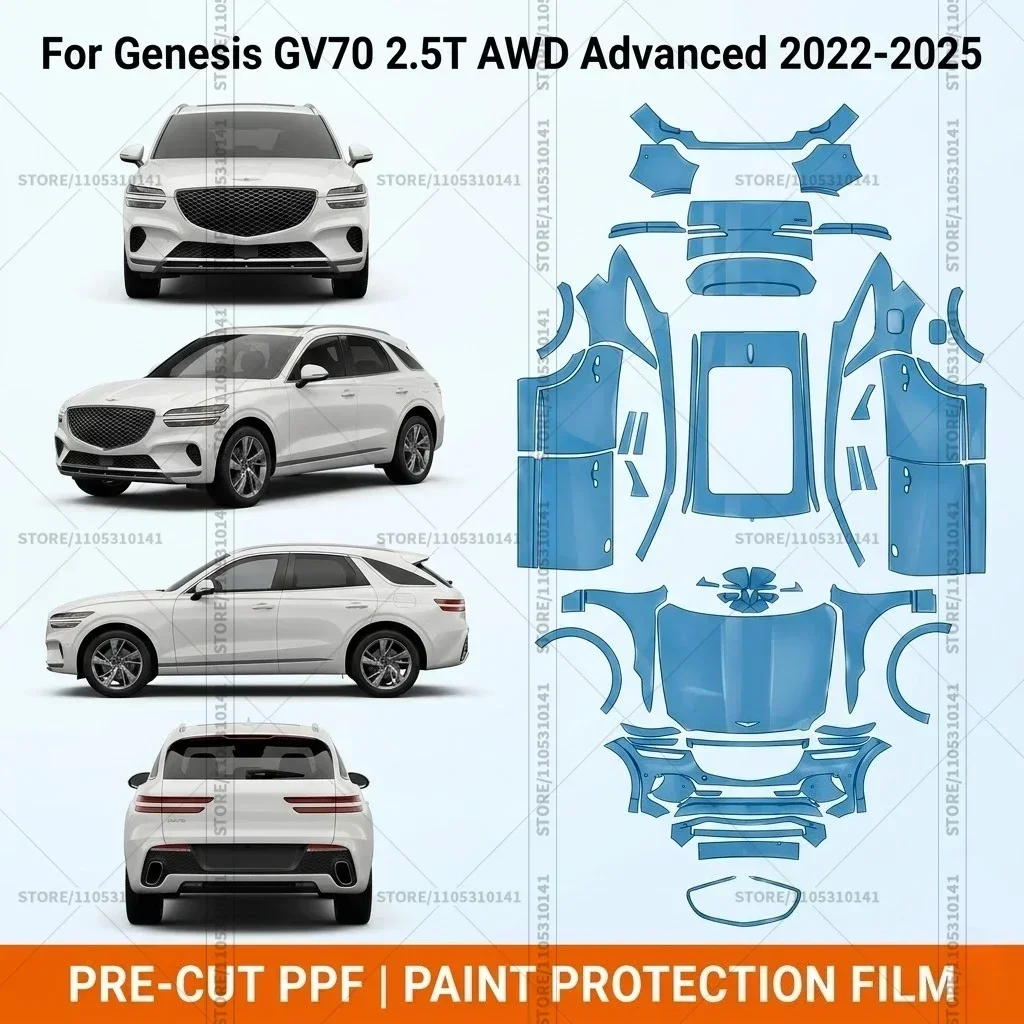 

Pre-Cut Paint Protection Film PPF Transparent Bumper Protector Clear Bra Car Film For Genesis GV70 2.5T AWD Advanced 2022-2025