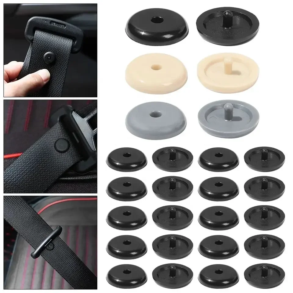 10Pcs Car Safety Seatbelt Stopper Buckle Auto Seat Belt Spacing Limit Stop Plastic Anti-slip Button Retainer Rivet Stud Clips