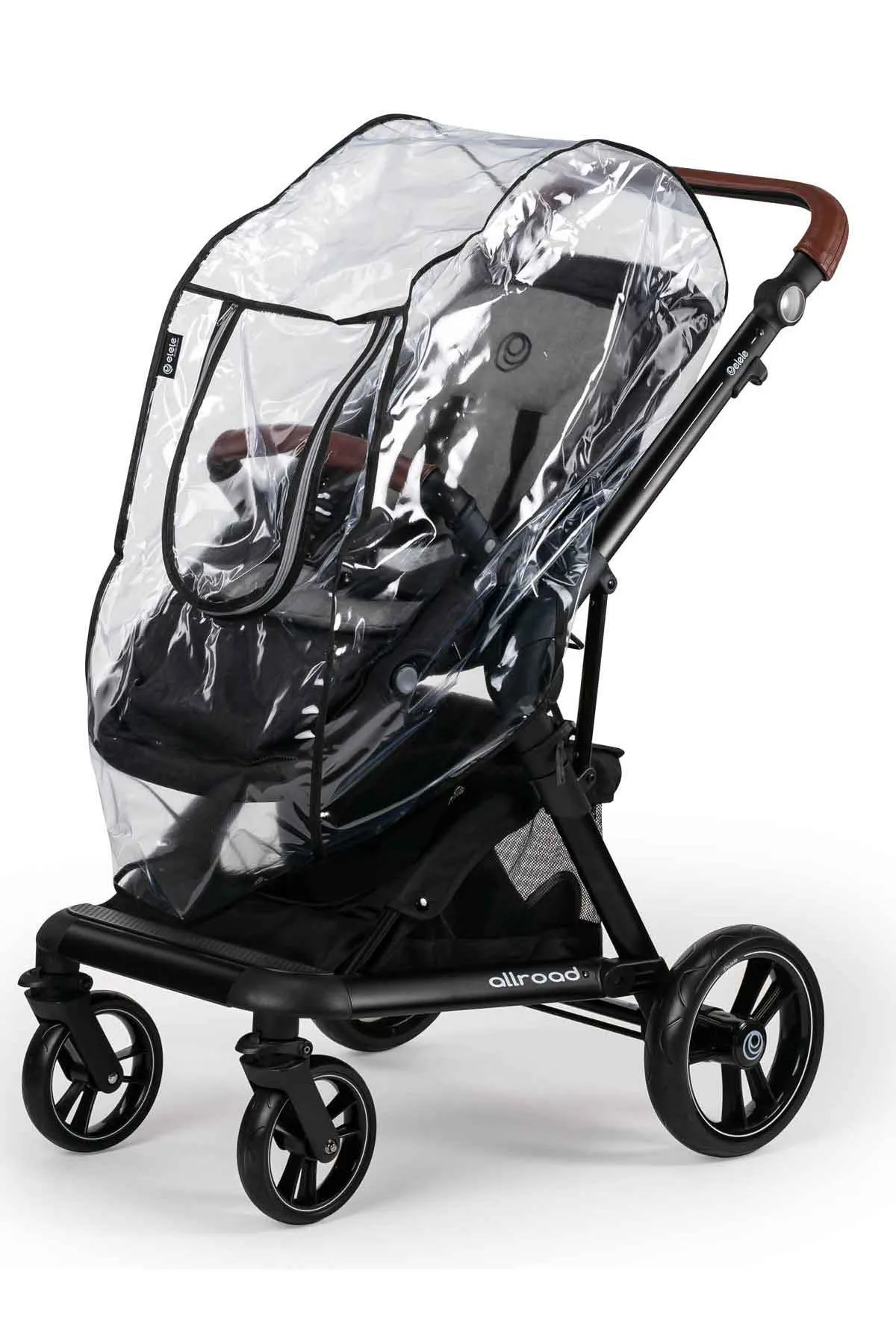 Luxe Kinderwagen Regenjas Zwart Met Rits/