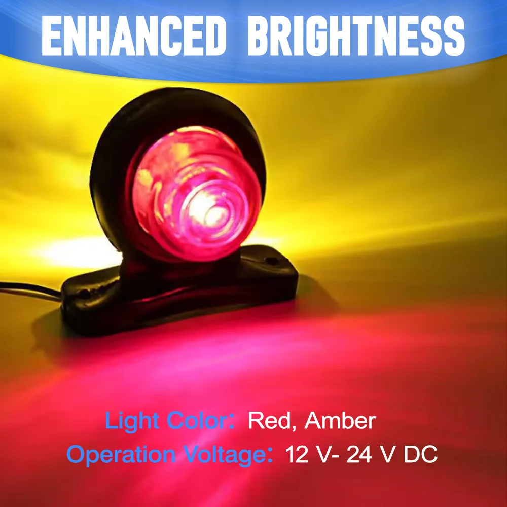 2 قطعة شاحنة فان ماركر ضوء LED الجانب ماركر مصباح مقطورة مقاومة للماء أضواء جانبية 12-24 فولت LED أضواء العلامات الجانبية مع 8 اكسسوارات