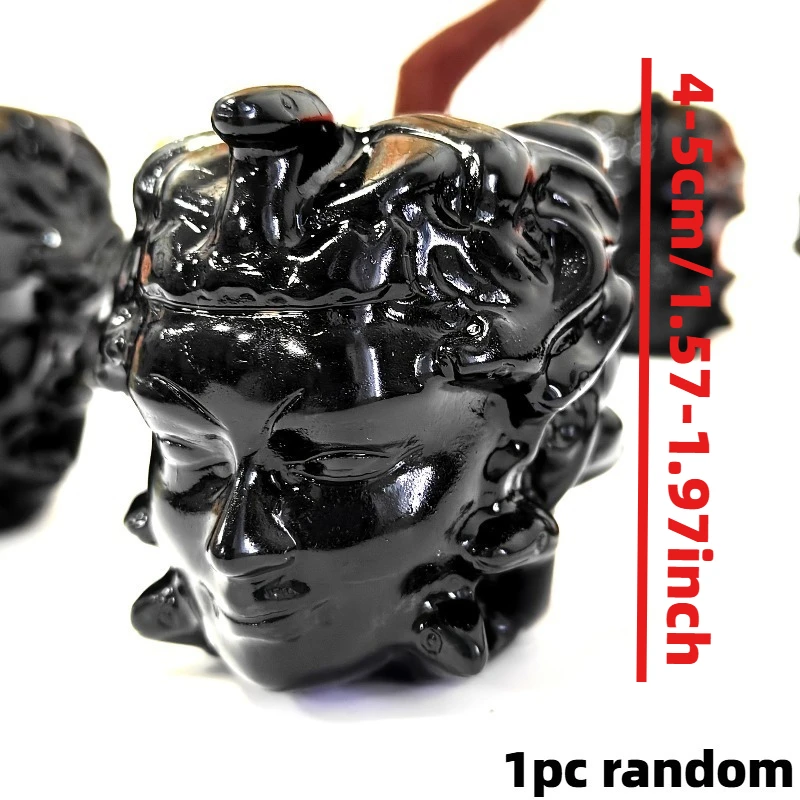 Natural Obsidian Medusa Skull Carvings Perfect for Home Decor Reiki Healing and Unique Gifts