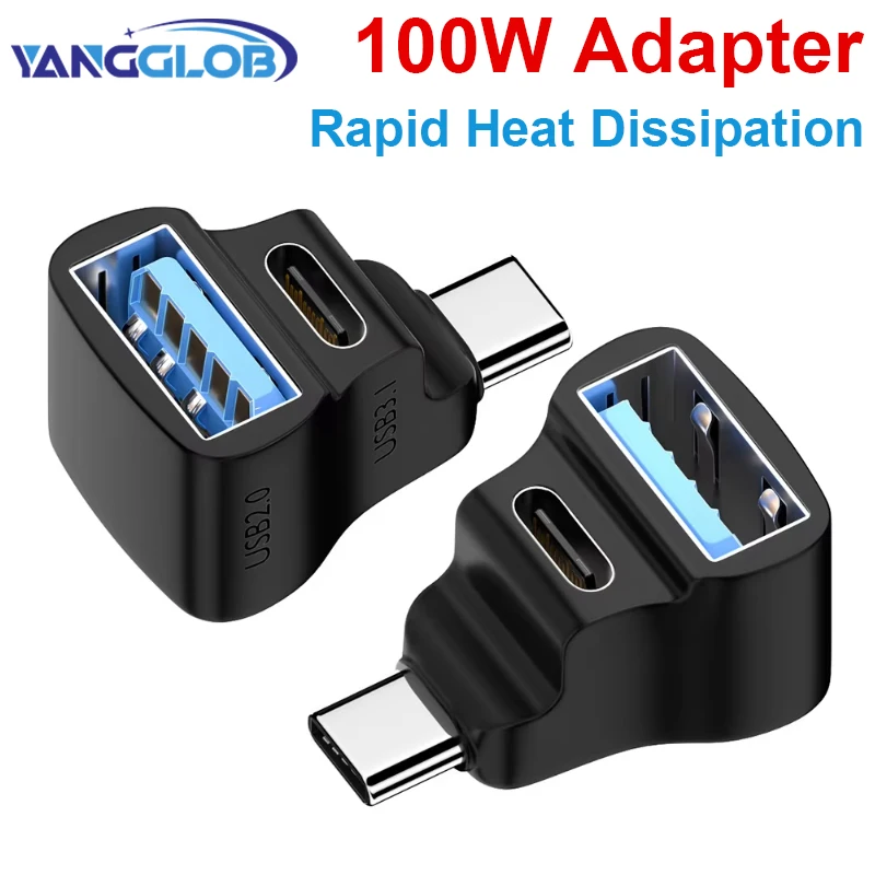 180 Degree U-shaped USB Type C Adapter OTG 20Gbps Fast Data Transfer USBC Charging Converter for Steam Deck/Nintendo Switch