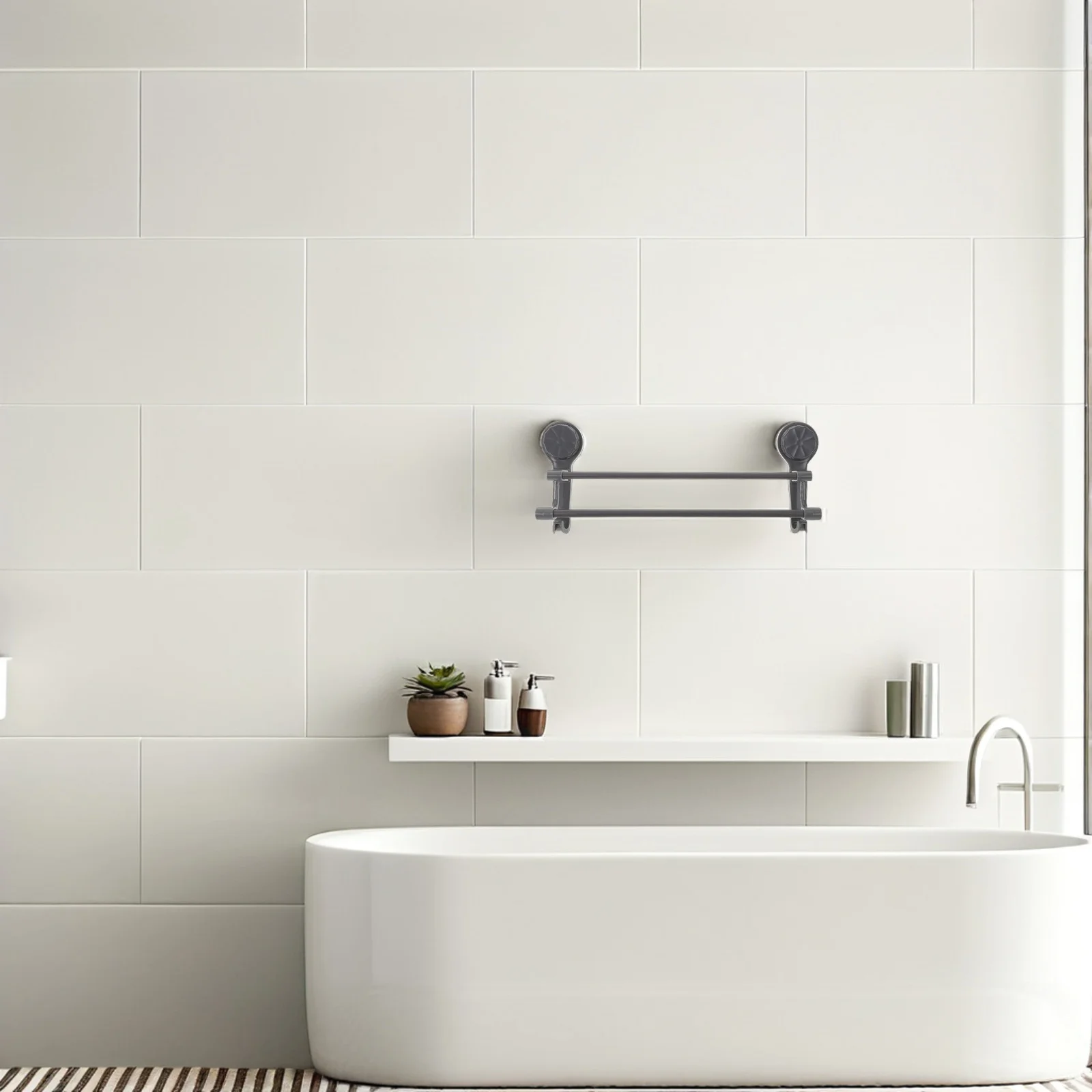 Double Suction Towel Rack No Drill Installation 40cm Wall Mounted Bathroom Kitchen Bath Towel Holder Organizer