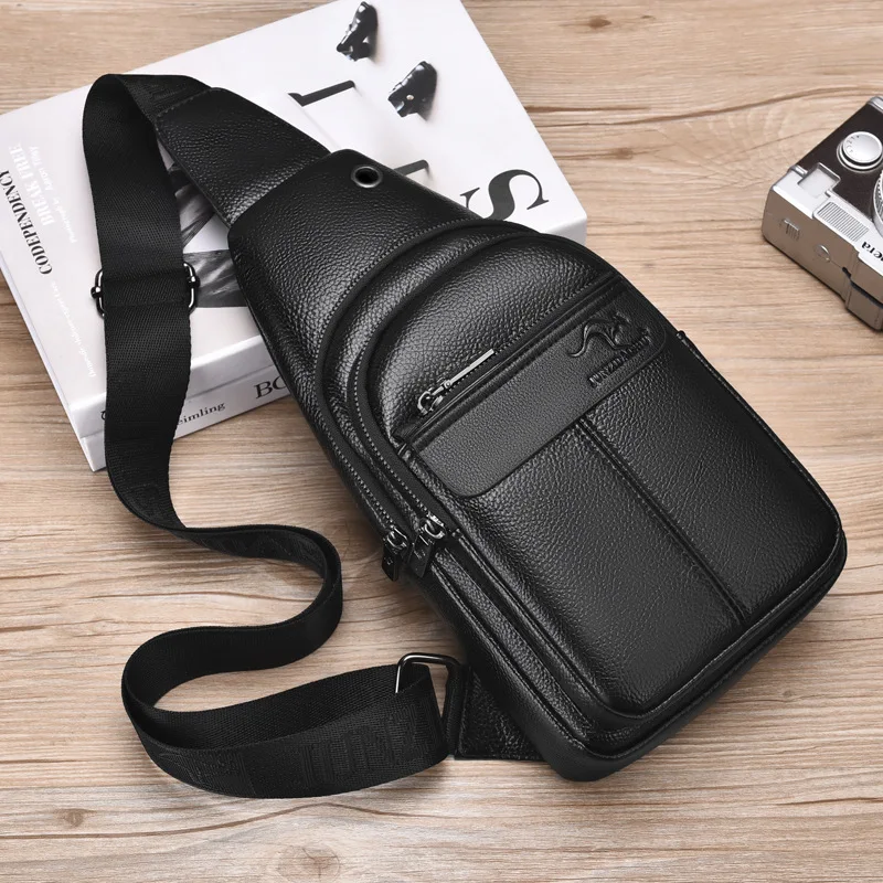 Luxury Brand Chest Pack Men Crossbody Bag PU Leather Chest Bag For Boy Travel Belt Sling Bag Black Brown Messenger Bag Male