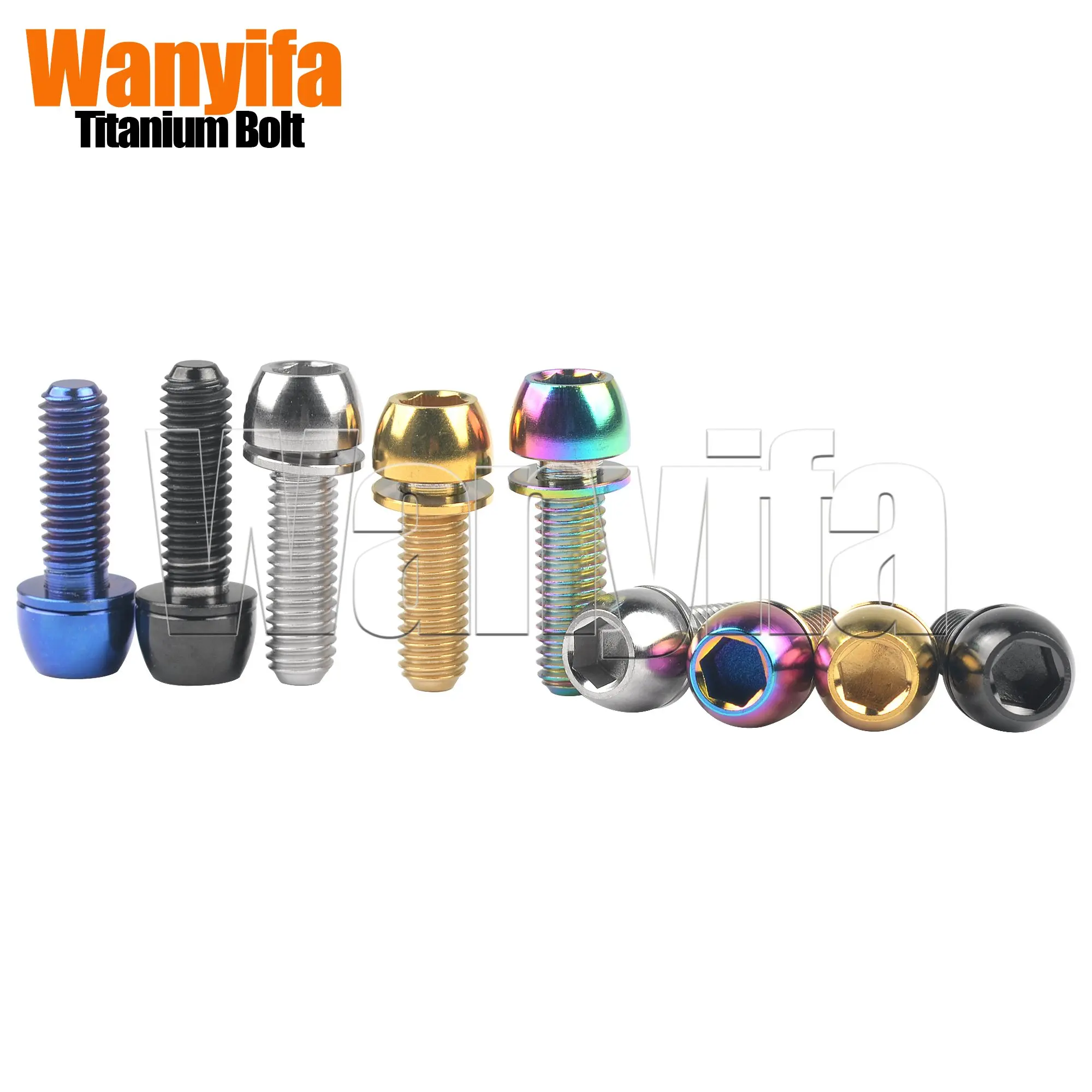 Wanyifa Titanium Bolt M6x18/20mm Half Round Head Hexagonal Screws with Gasket for MTB Bicycle Stem