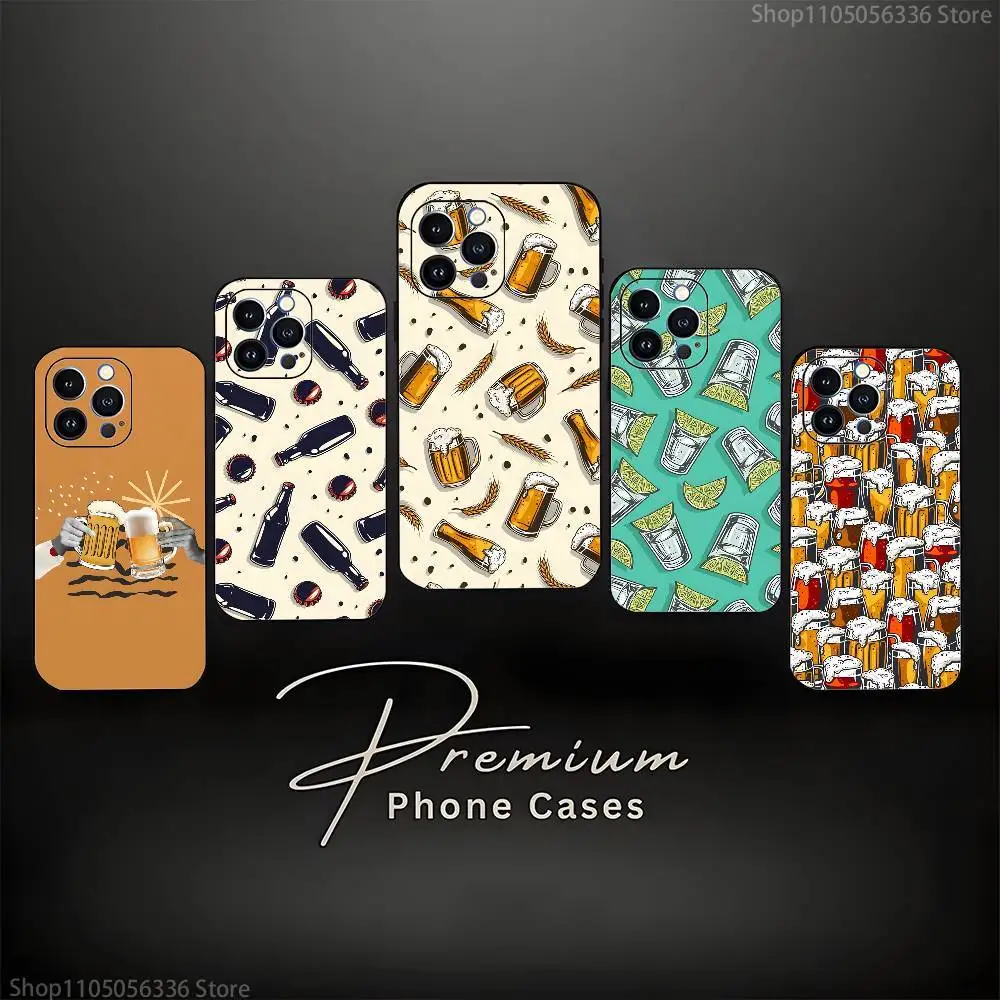 

Beer Alcohol Art Pattern Phone Case For iPhone 16,15,14,13,12,11 Plus,Pro Max,XS,X,XR,SE,Mini,8,7,Soft Silicone Black Cover