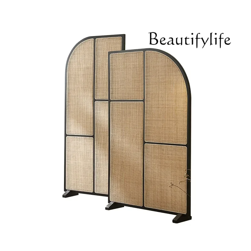 

Japanese-style solid wood rattan screen combination small apartment living room simple seat screen