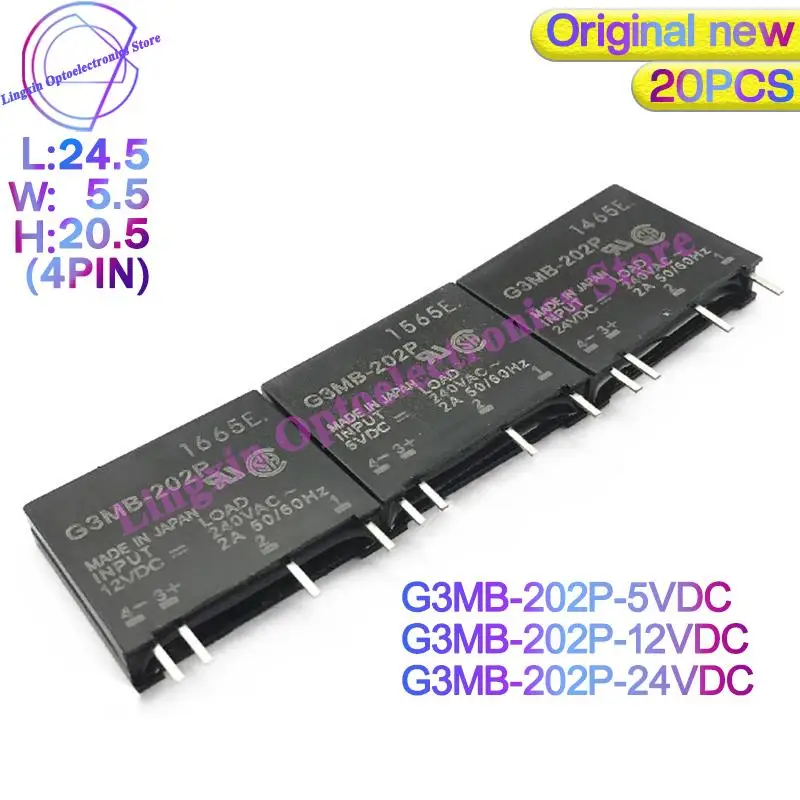 20 Teile/los G3MB-202P-5VDC Solid State Relais Modul G3MB-202P 5VDC 12VDC 24VDC Power Relais DA-AC 2A 240AC 4 Pin 100% Original Neue