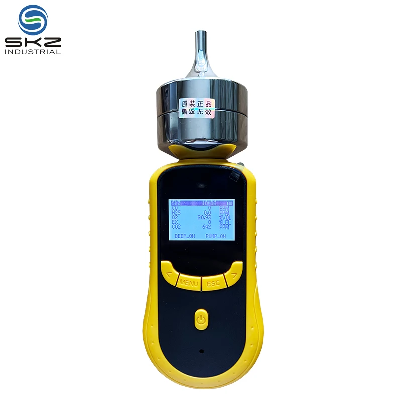 5 in 1 Gas Detector SKZ1050C-CO2/C0/H2S/02/EX Gas Leakage Detector In Alarm Handheld  Hydrogen Sulfide