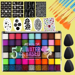 Face Paint Kit Water Based Non Toxic Face Paint Palette with 54 Colors Professional Body Face Paint kit For Party 