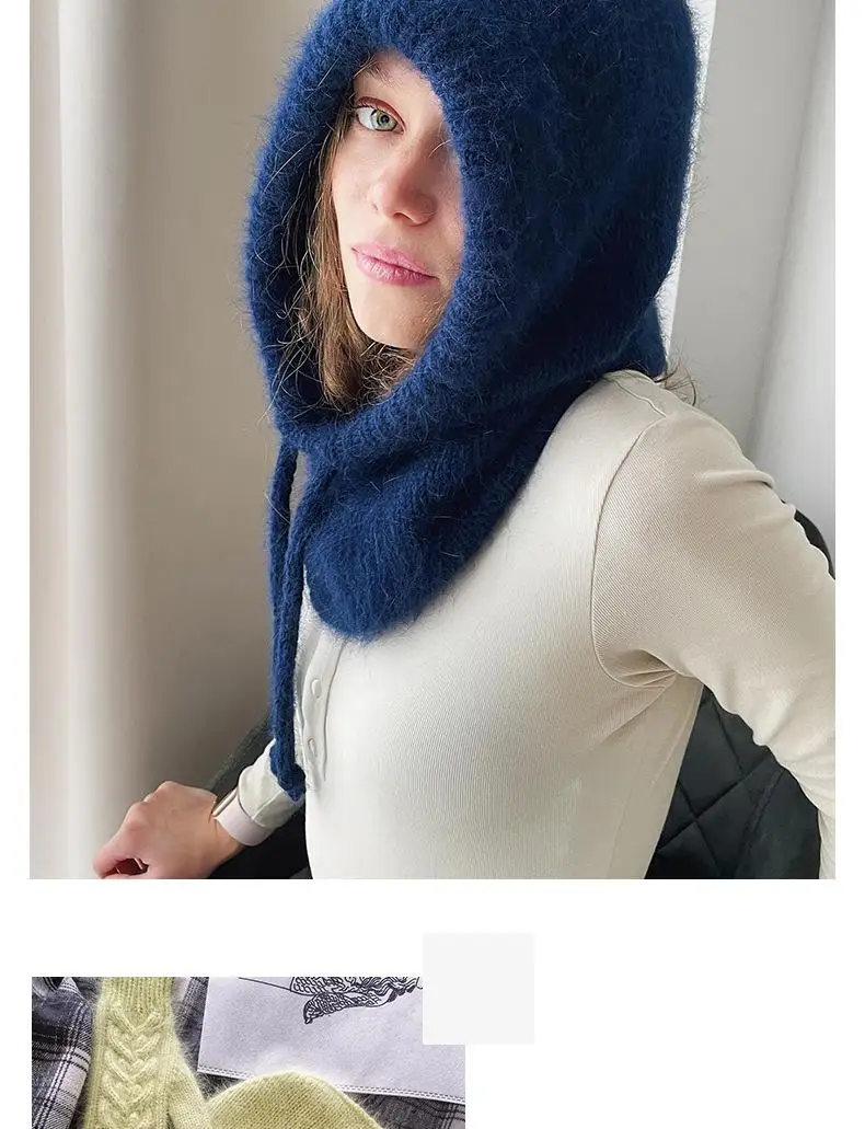 Winter mützen für Frauen Mädchen warme Kapuzen schal Mütze für weibliche Jugend Sturmhaube Stricken Schädel kappe Ohr klappe – Detail 3