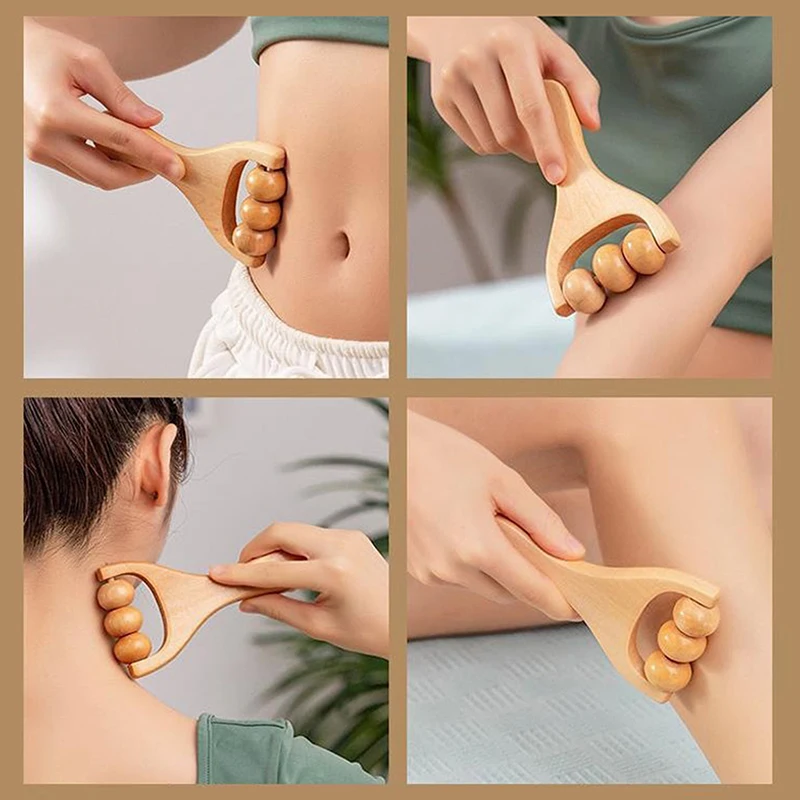 Wooden Roller Massager Therapy Body Massager Face Shoulder Neck Hand Push Rolling Massager Body Soothing Relaxing Massage Tools