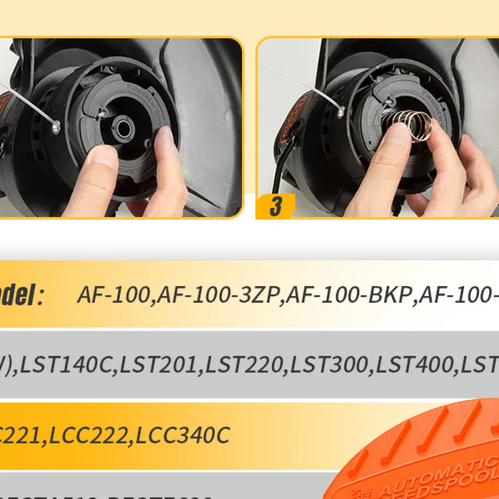 For Black Decker AF 100 3ZP String Spool Nylon Trimmer Line Eater Grass Cutting Head Lawn Mower Gardening Tool Accessory