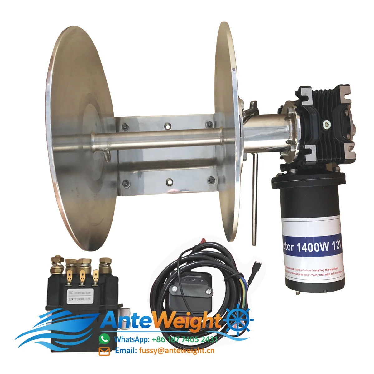 Marine Hardware Stainless Steel 316 Yacht Electric Rope Winch Remote Drum Anchor Windlass with Hand Switch